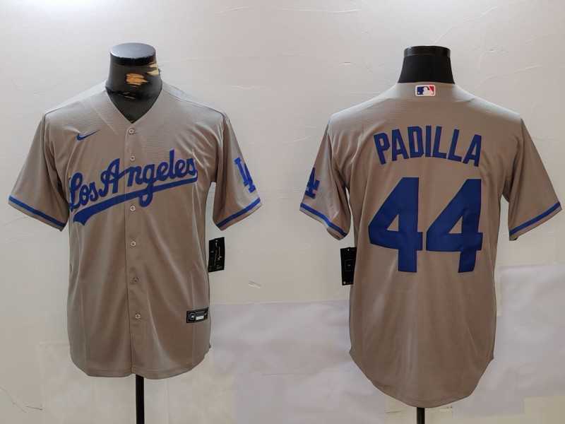 Mens Los Angeles Dodgers #44 Vicente Padilla Grey With los Cool Base Stitched Jersey